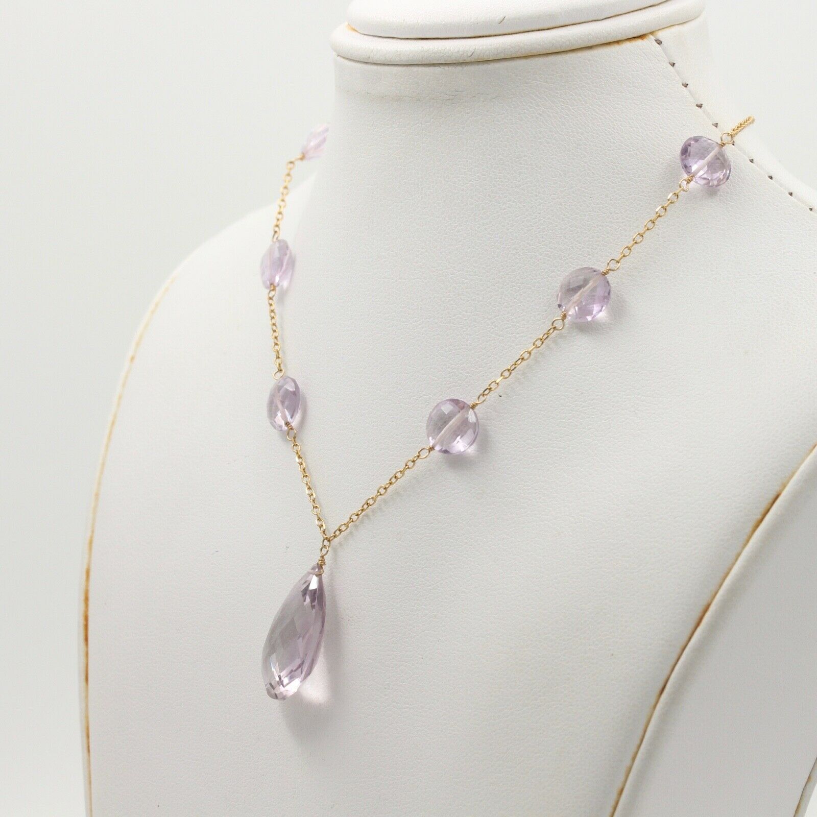 Vintage Amethyst Droplet 14K Yellow Gold Necklace