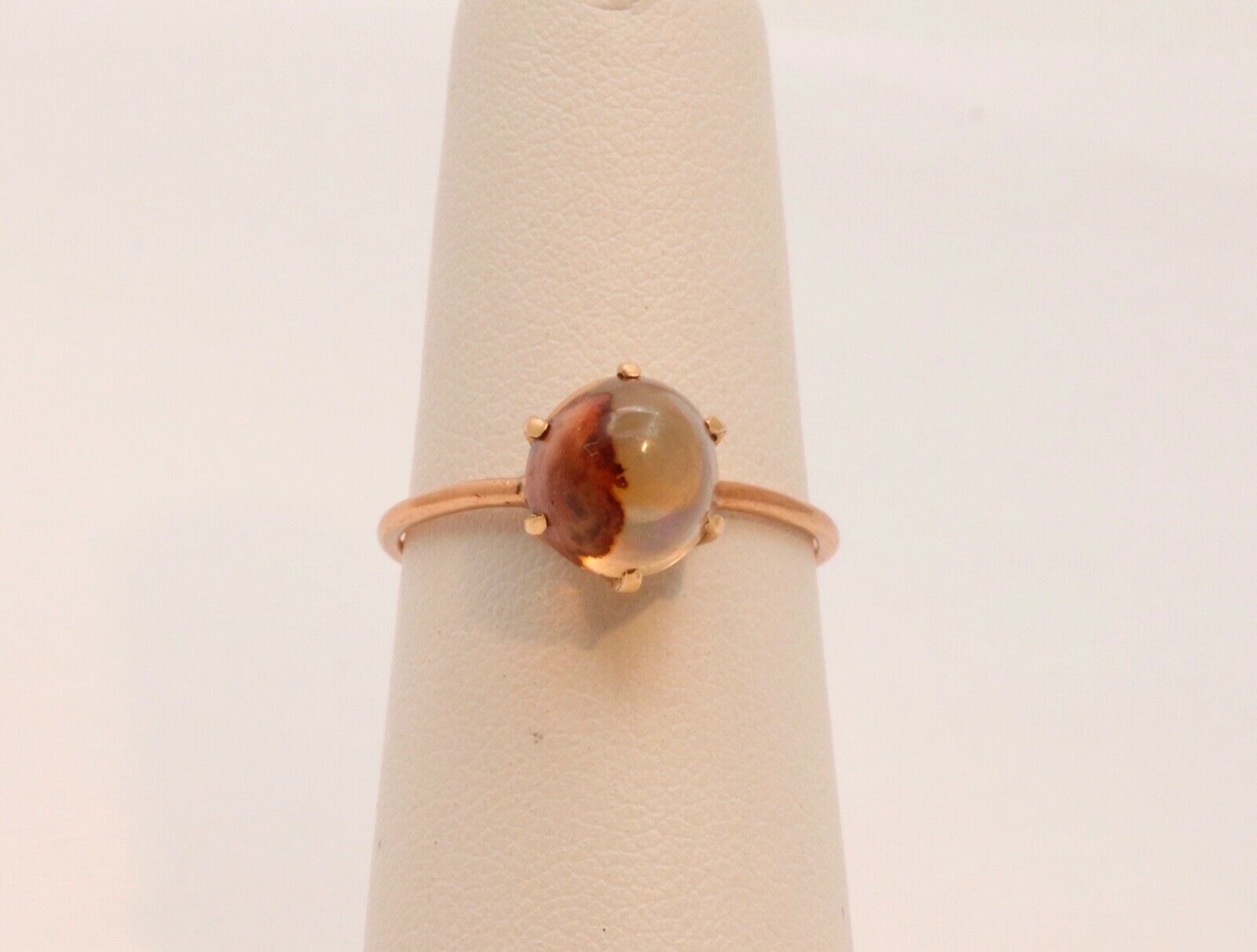 Unique Vintage Banded Agate 14K Yellow Gold Ring
