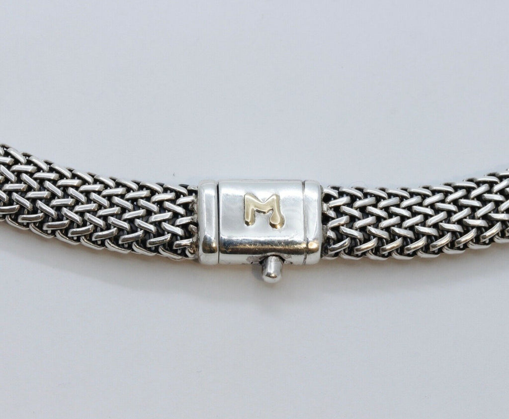 Vintage Flli Menegatti 18K 925 Sterling Silver Woven Choker Necklace