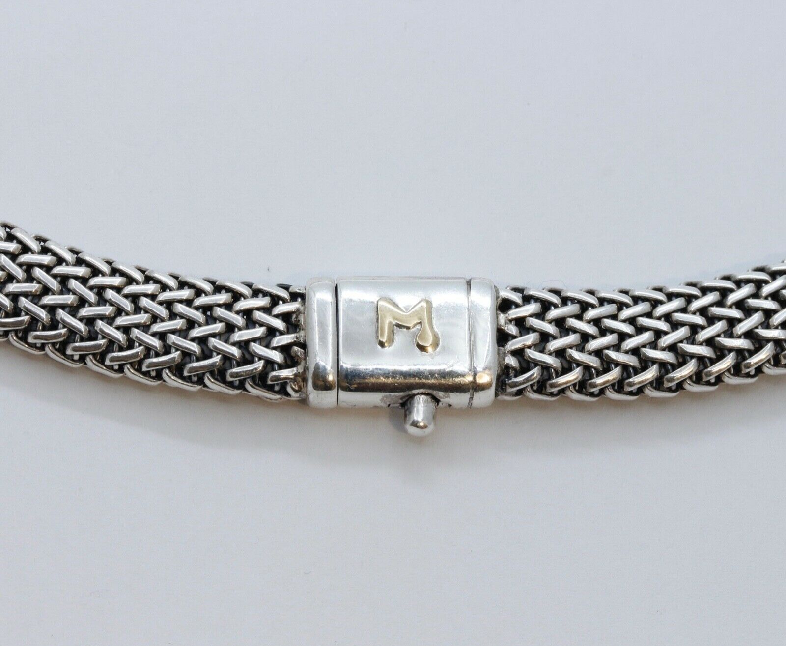 Vintage Flli Menegatti 18K 925 Sterling Silver Woven Choker Necklace