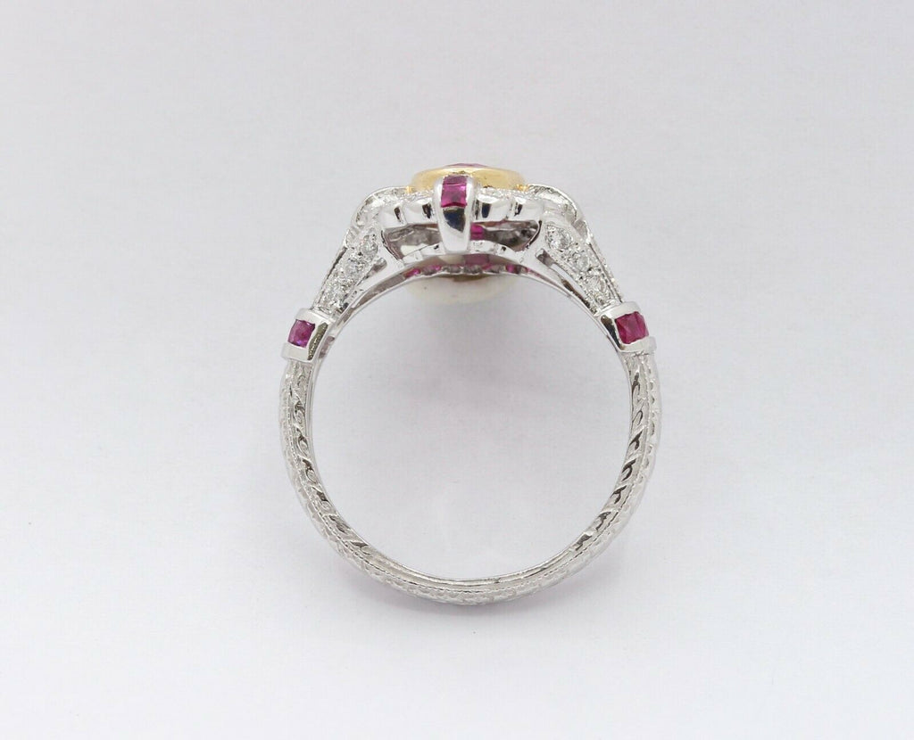 18K White Gold Ruby Diamond Alternative Engagement Ring