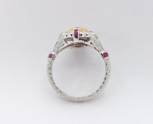 Load image into Gallery viewer, Vintage 18K White Gold Ruby Diamond Alternative Engagement Ring
