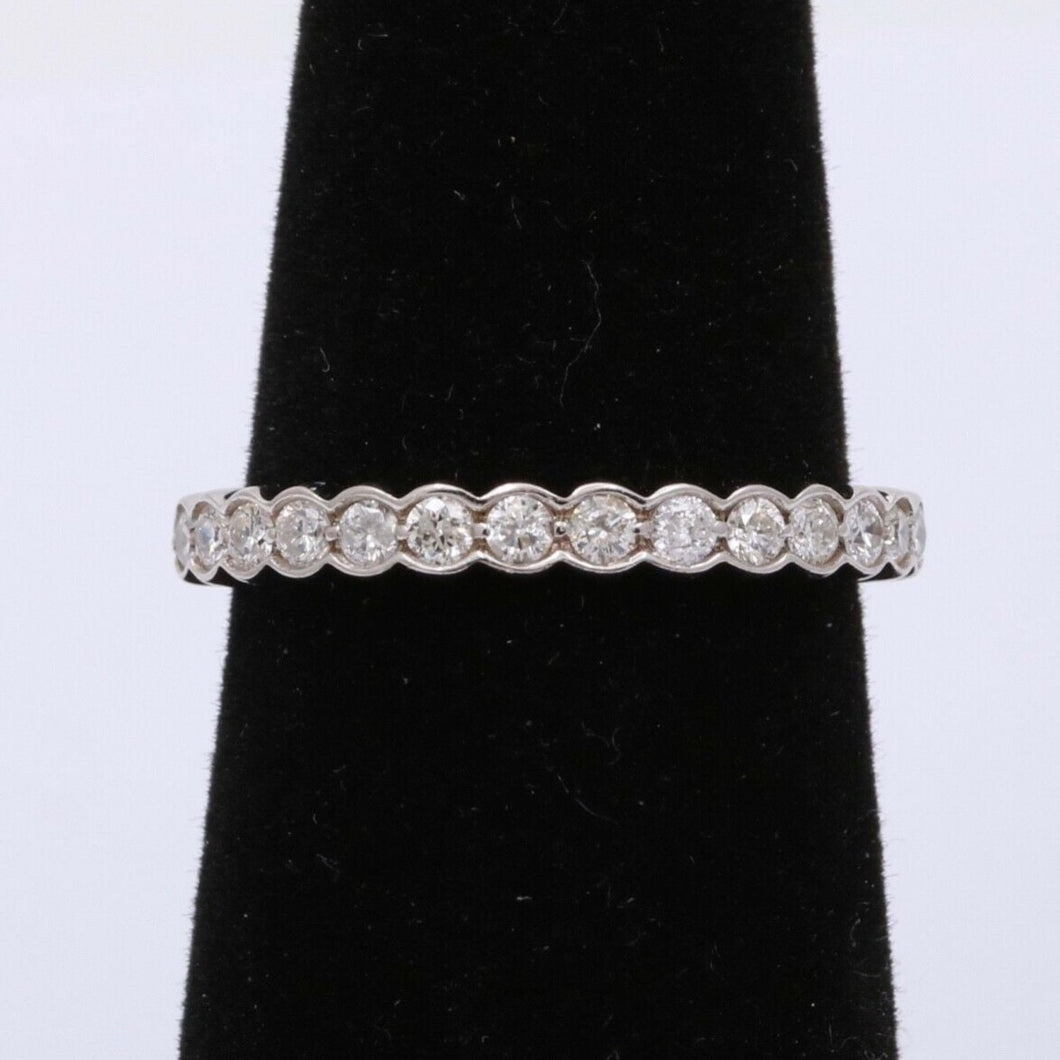 Vintage Diamonds 14K White Gold Wedding Band Stacking Ring