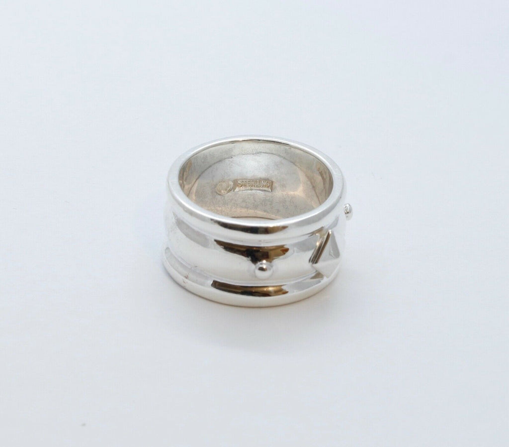 Vintage Pyramid Beads Ring Sterling Silver 925