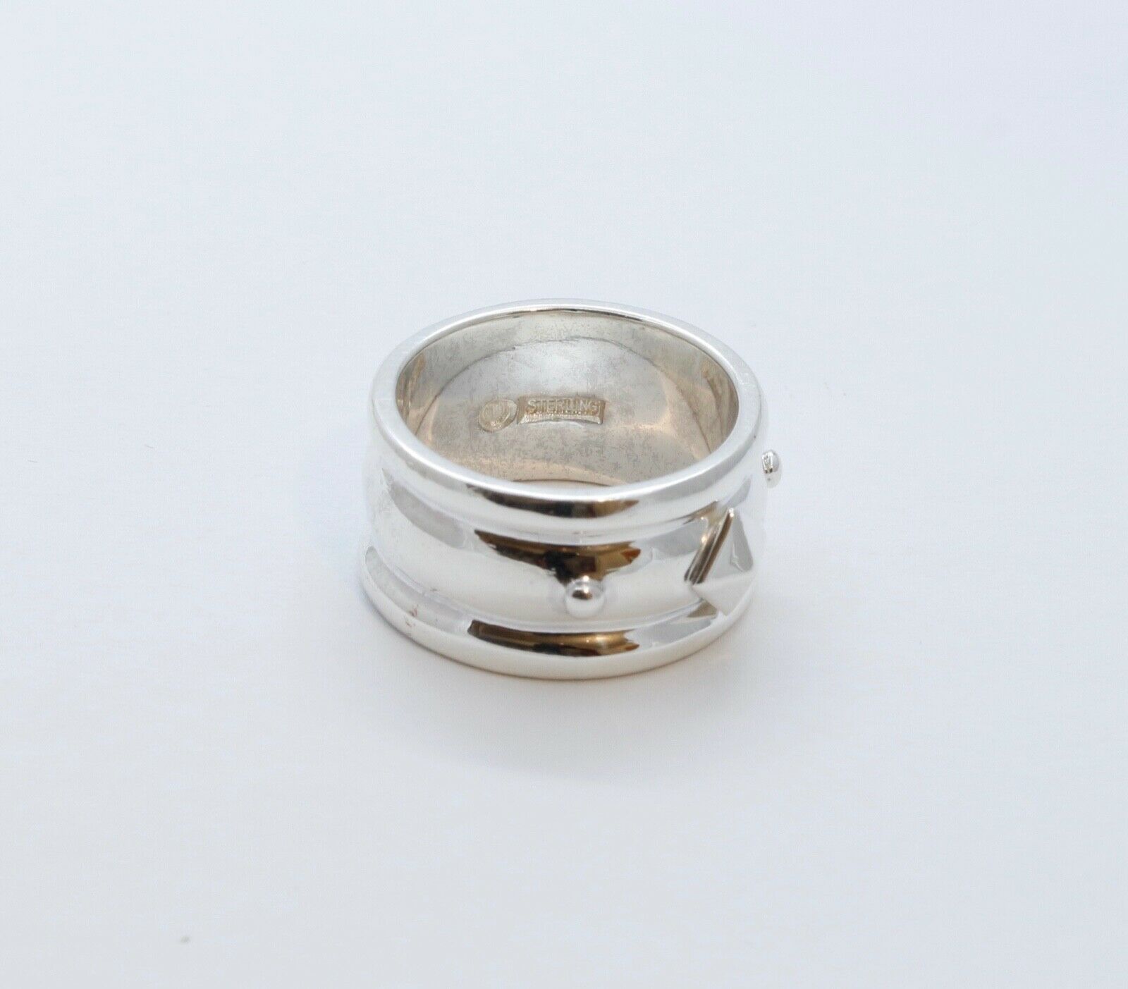 Vintage Pyramid Beads Ring Sterling Silver 925