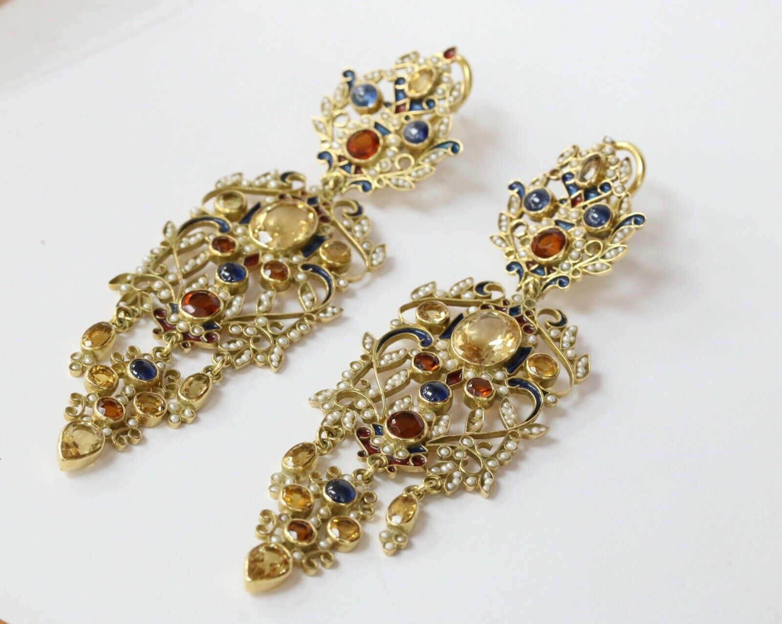 Vintage Percossi Papi MultiStone 18K 925 Opera Earrings