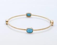 Load image into Gallery viewer, Vintage Ladies Turquoise 925 Gold Vermeil Bangle Bracelet
