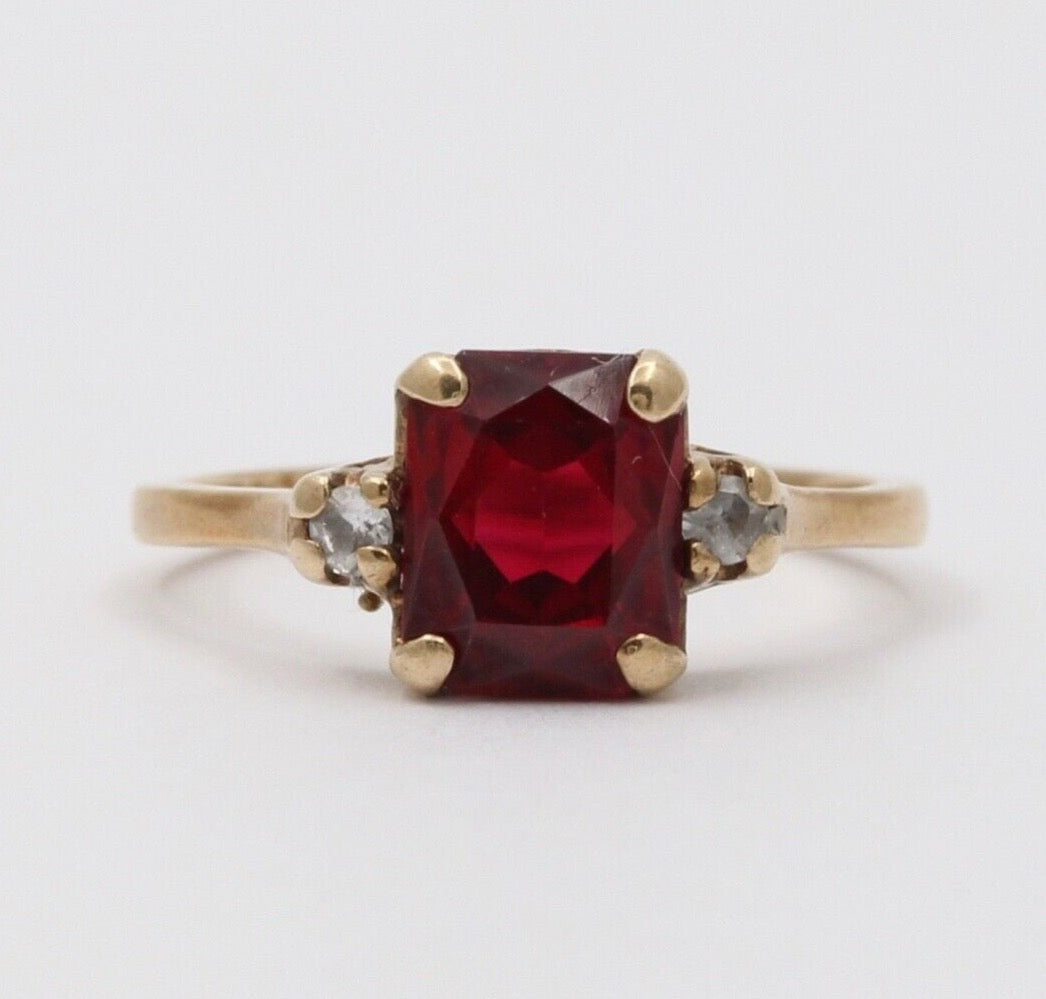 Victorian Ruby Diamonds 10K Rose Gold Ring
