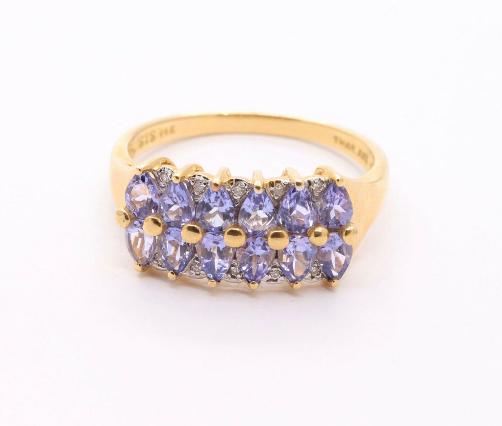 Vintage Tanzanite Diamonds 14K Yellow Gold Ladies Band