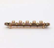 Load image into Gallery viewer, Vintage Art Deco Style 14K Yellow Gold Diamond Black Enamel Bar Pin, Brooch.
