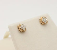 Load image into Gallery viewer, Antique Victorian 14K Yellow &amp; White Gold Old Mine Cut Diamonds Studs Earrings
