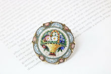 Load image into Gallery viewer, Victorian Revival Italian Micro Mosaic Flower Basket Brooch Pin
