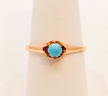 Load image into Gallery viewer, Victorian Claw Mounted Turquoise 9K Yellow Gold Ring
