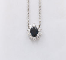 Load image into Gallery viewer, Vintage 14K White Gold Sapphire &amp; Diamond Pendant Necklace
