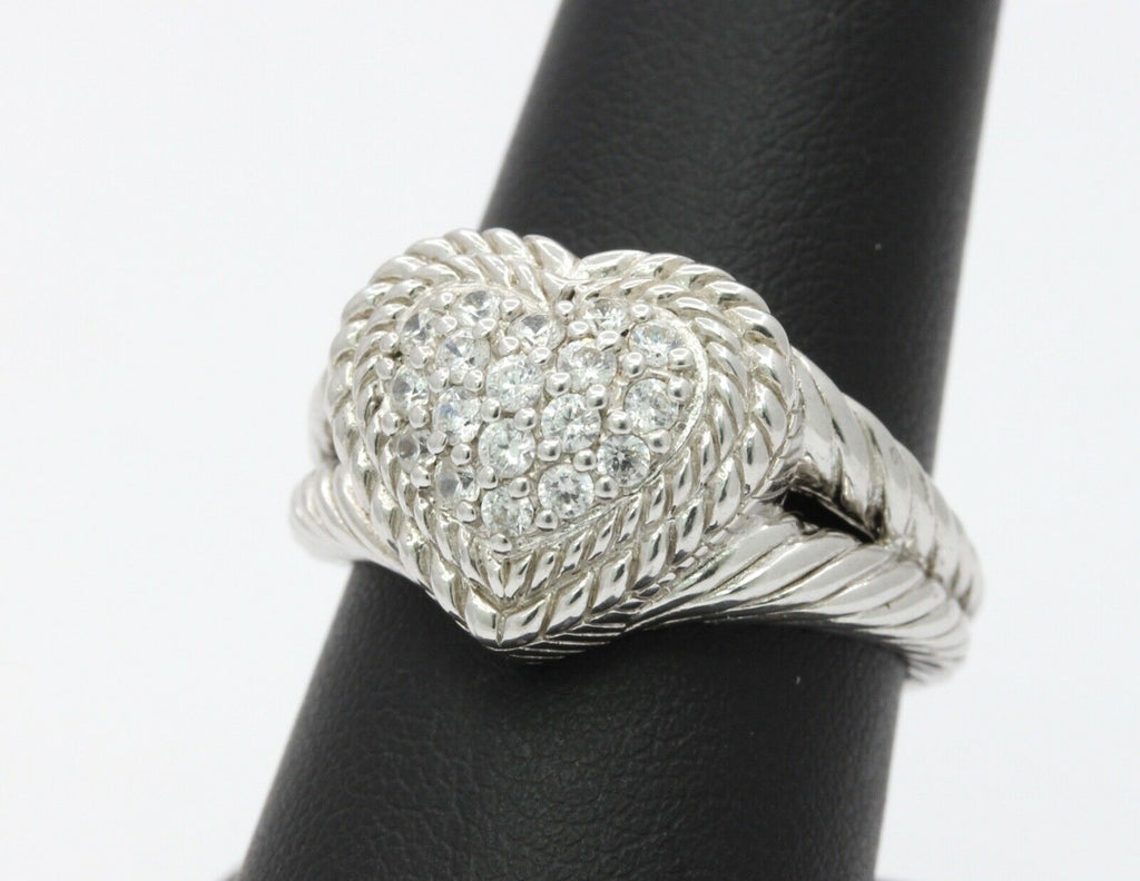 Vintage Judith Ripka Sterling Silver CZ Heart Ring