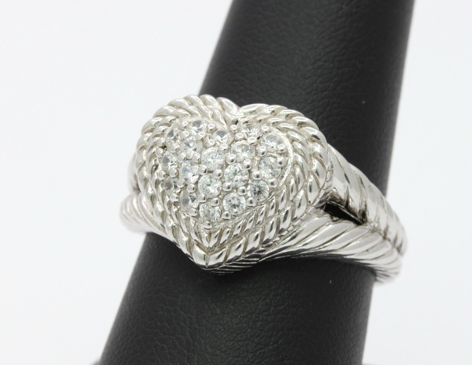 Vintage Judith Ripka Sterling Silver CZ Heart Ring