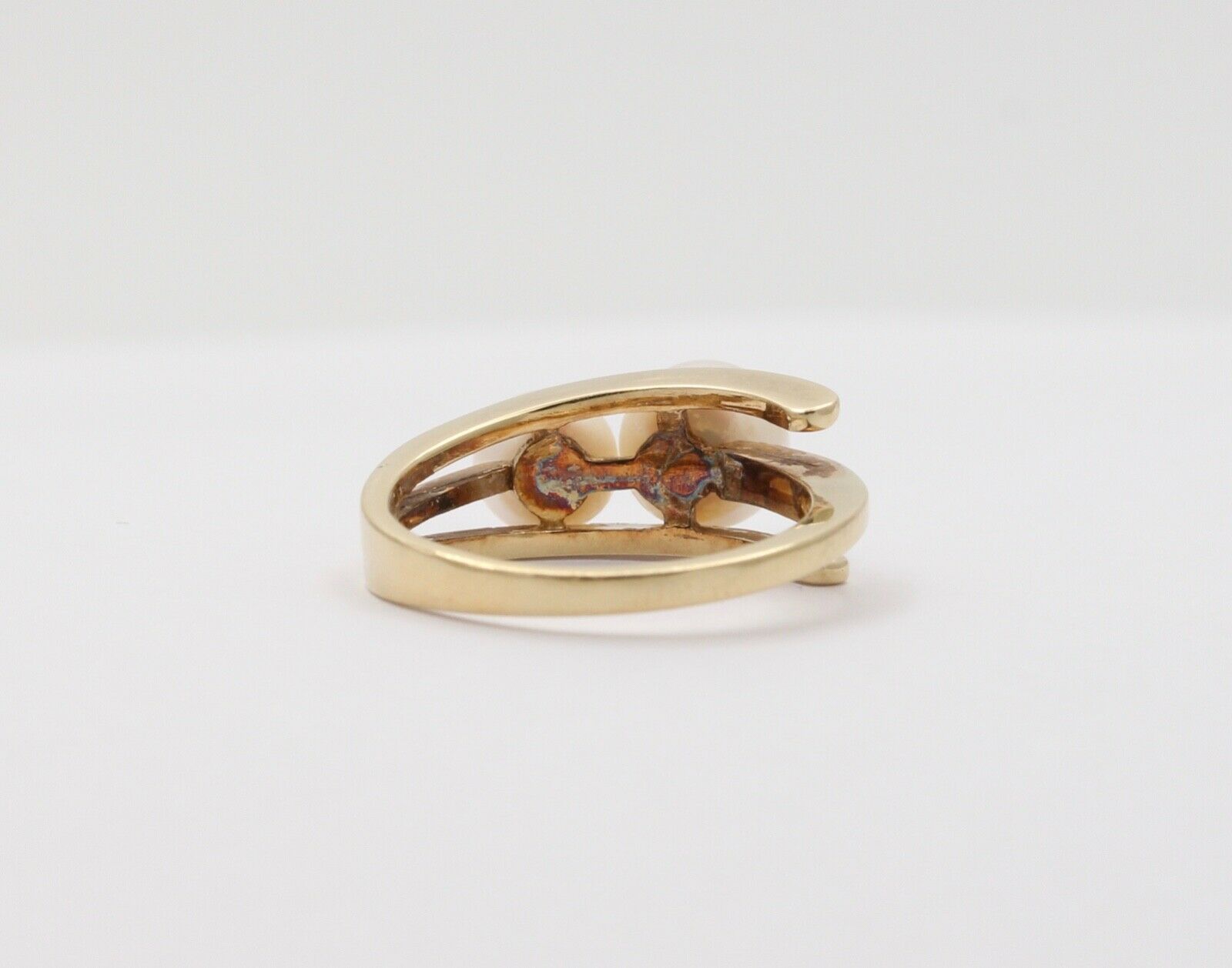 Vintage Mikimoto 14K Yellow Gold Akoya Pearls Bypass Ring