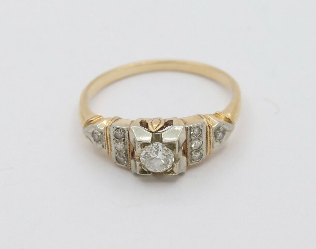 Vintage 14K Yellow Gold Diamond Engagement Ring