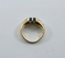 Load image into Gallery viewer, Vintage 14K Yellow Gold Sapphire Diamond Dome Ring. Ring band
