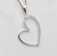 Load image into Gallery viewer, Vintage Heart White CZ 10K White Gold Pendant
