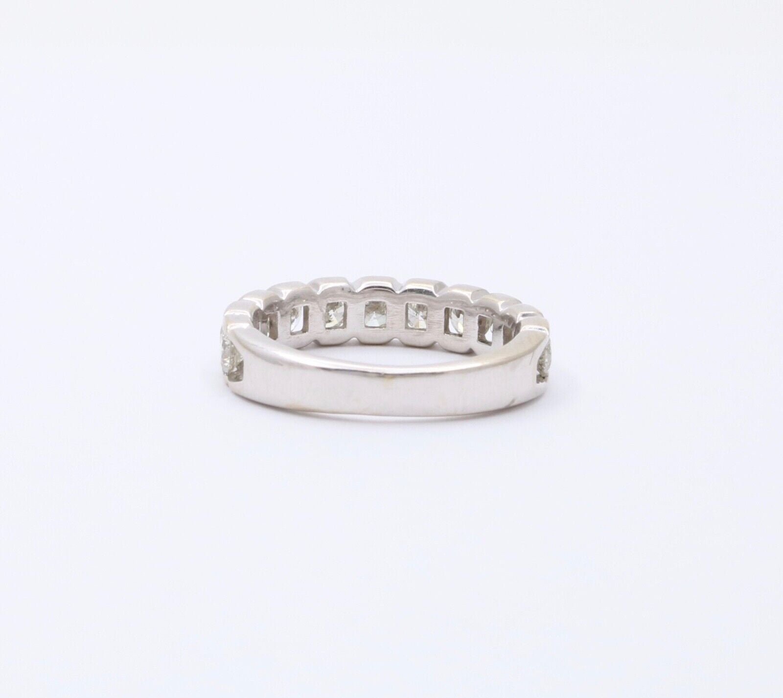 Vintage 14K White Gold Diamond Half Eternity Band.