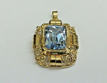 Load image into Gallery viewer, Mid Century Synthetic Aquamarine 9K Yellow Gold Pendant
