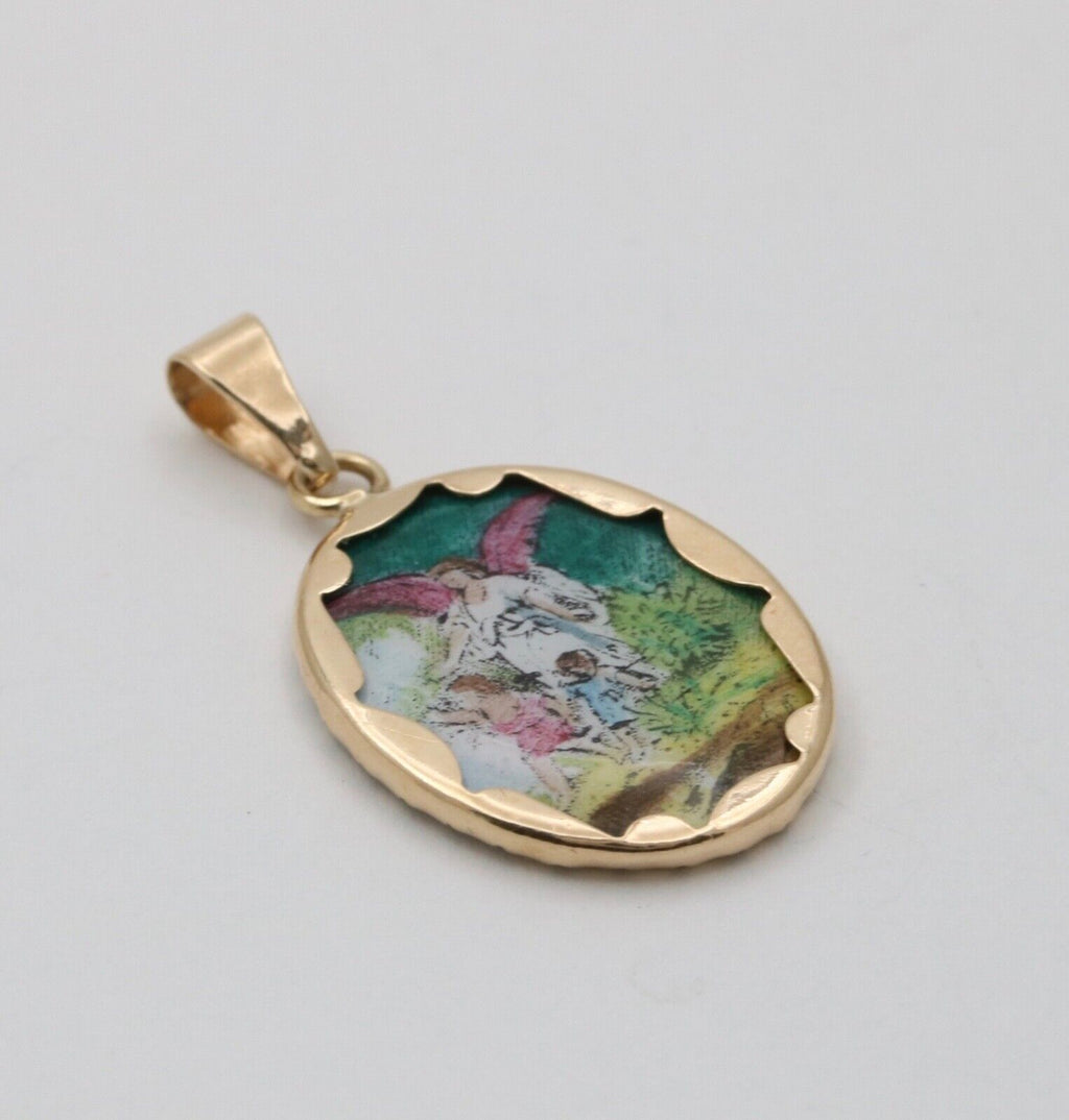 Vintage Angel Pendant Charm 10K Yellow Gold