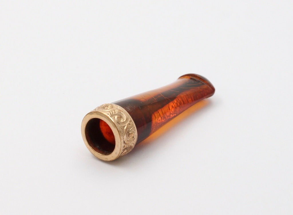 Victorian Cigar Mouthpiece Amber Gold Vermeil