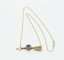 Load image into Gallery viewer, Victorian Russian 14K Yellow Gold Sapphire Rose Cut Diamond Arrow Pendant
