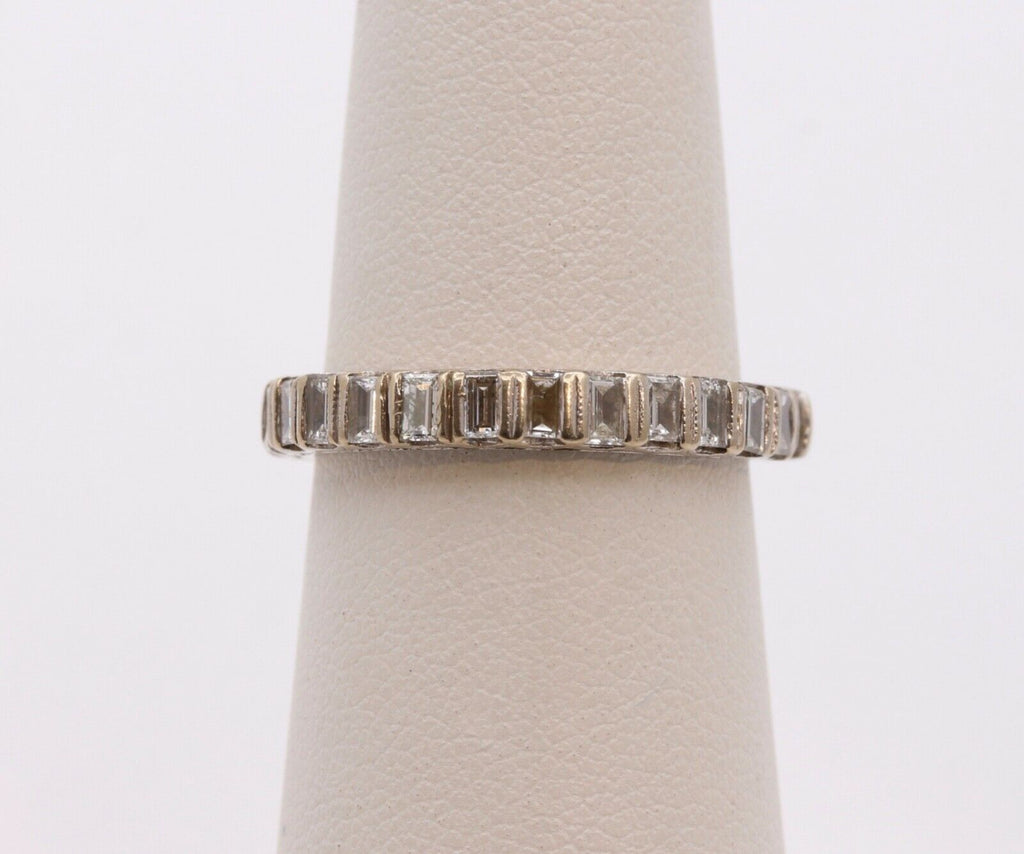 Vintage Ladies Diamonds 14K White Gold Wedding Band Stacking Ring
