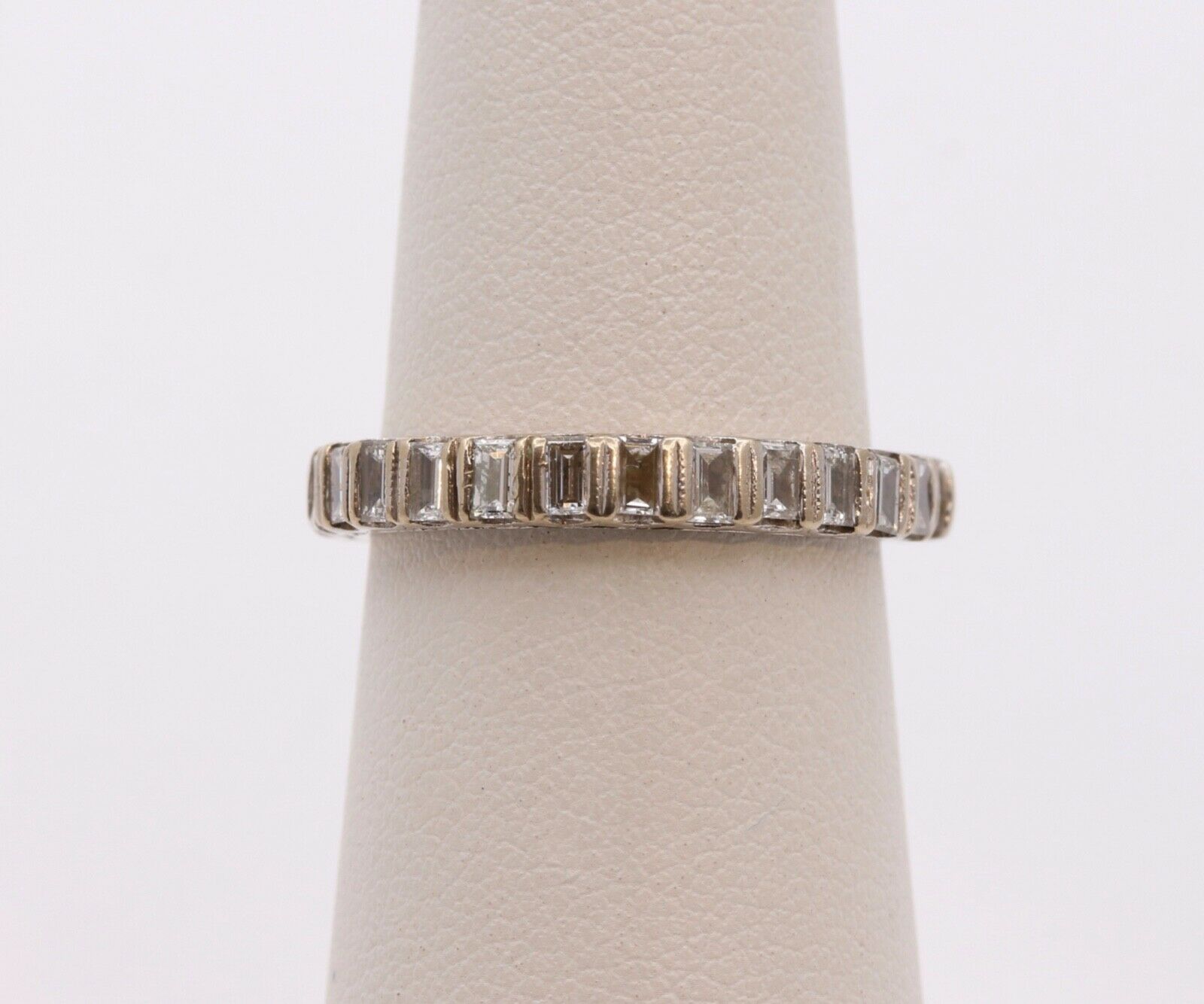 Vintage Ladies Diamonds 14K White Gold Wedding Band Stacking Ring