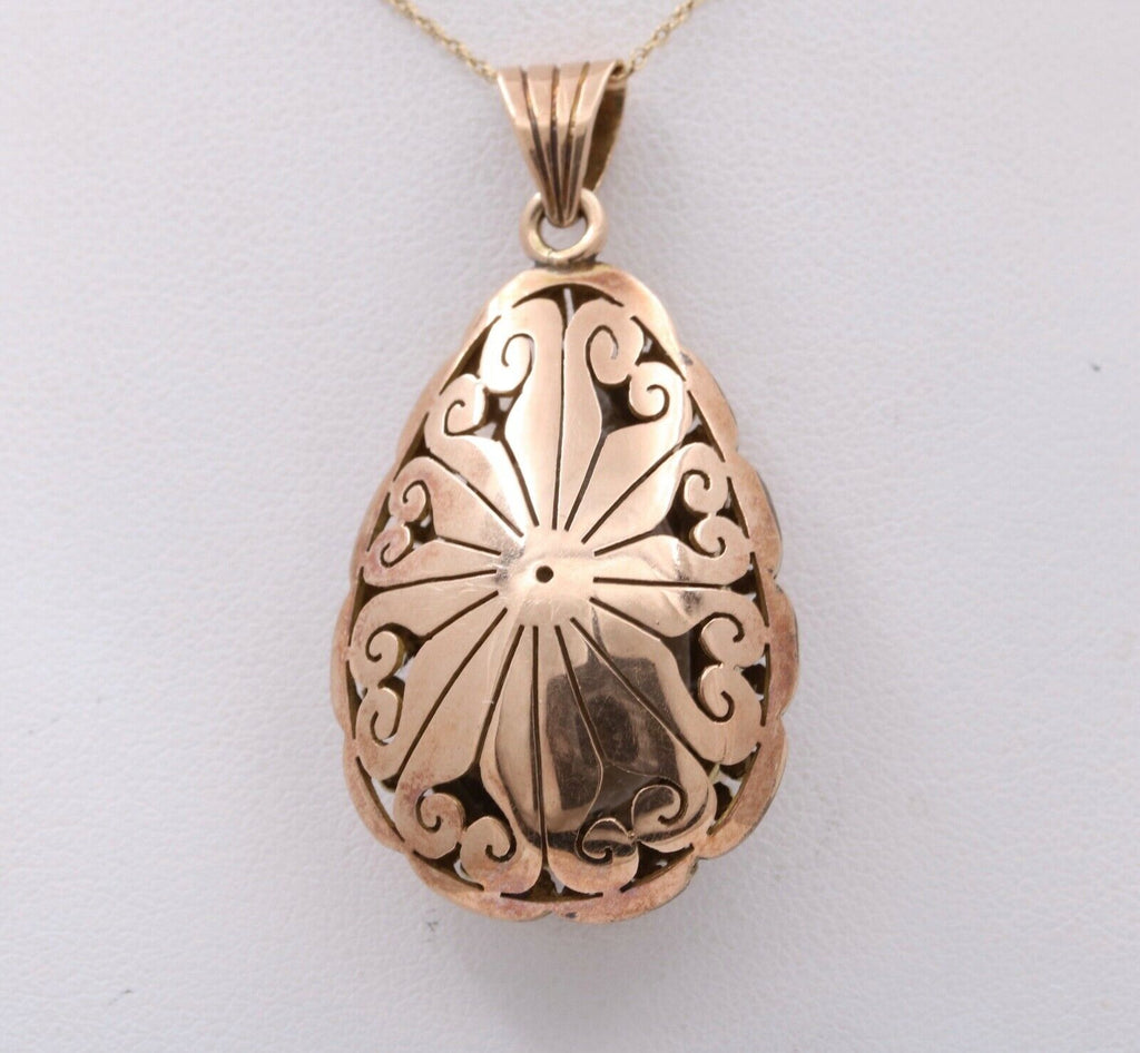 Vintage 14K Rose Gold Pear Shape Smoky Topaz  Pendant , Necklace