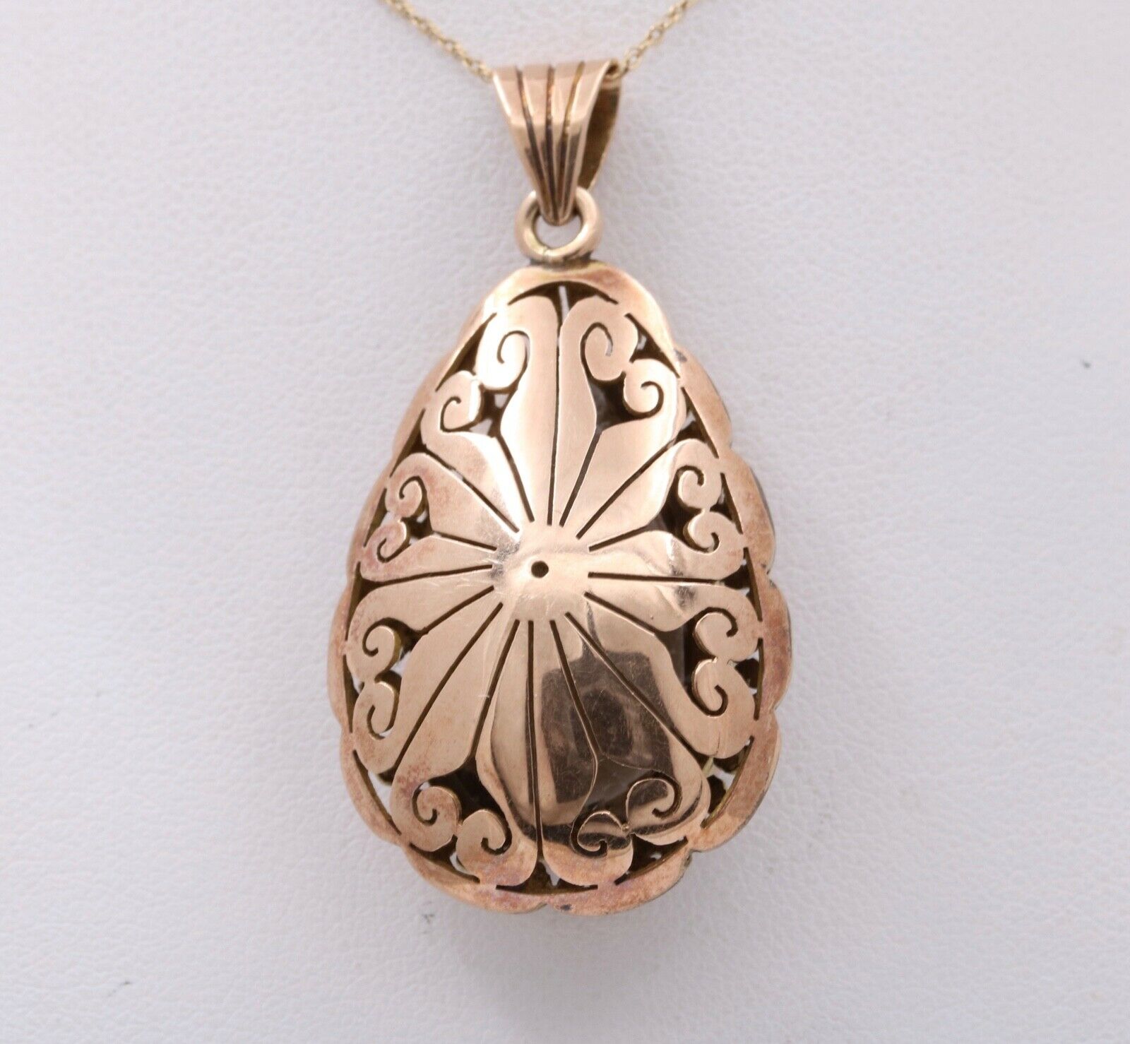 Vintage 14K Rose Gold Pear Shape Smoky Topaz  Pendant , Necklace