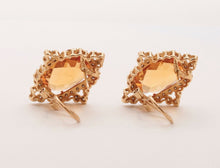 Load image into Gallery viewer, Vintage Victorian Revival Citrine Diamonds 14K Yellow White Gold Earrings
