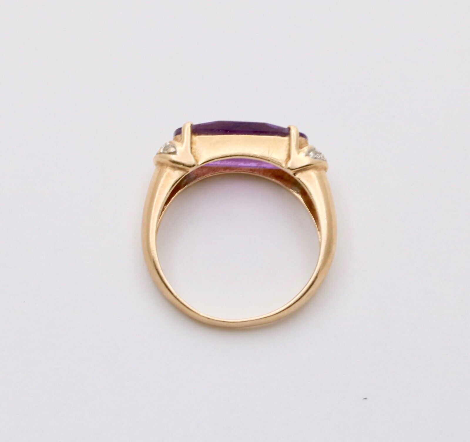 Vintage Amethyst Diamonds 14K Yellow White Gold Ring