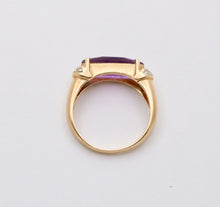 Load image into Gallery viewer, Vintage Amethyst Diamonds 14K Yellow White Gold Ring
