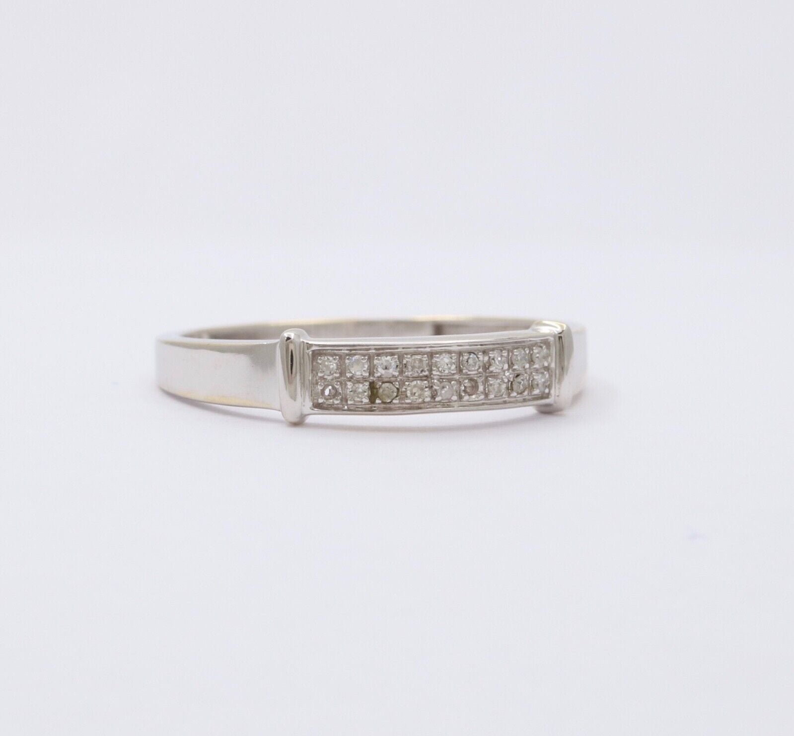 Vintage Diamond 14K White Gold Ring Band, Wedding Band