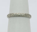 Art Deco 18K White Gold Hand Engraved Band