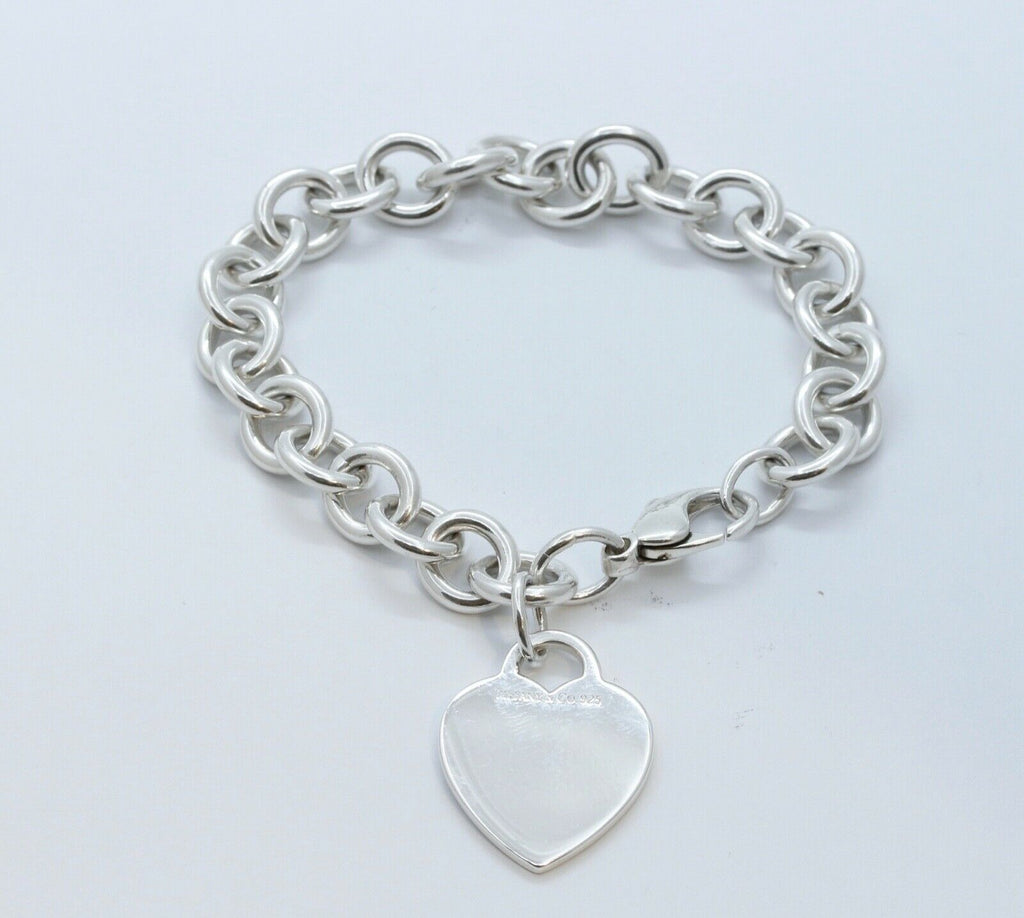 Tiffany and Co.  Heart Tag Charm Bracelet 925 Sterling Silver