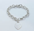 Tiffany and Co.  Heart Tag Charm Bracelet 925 Sterling Silver
