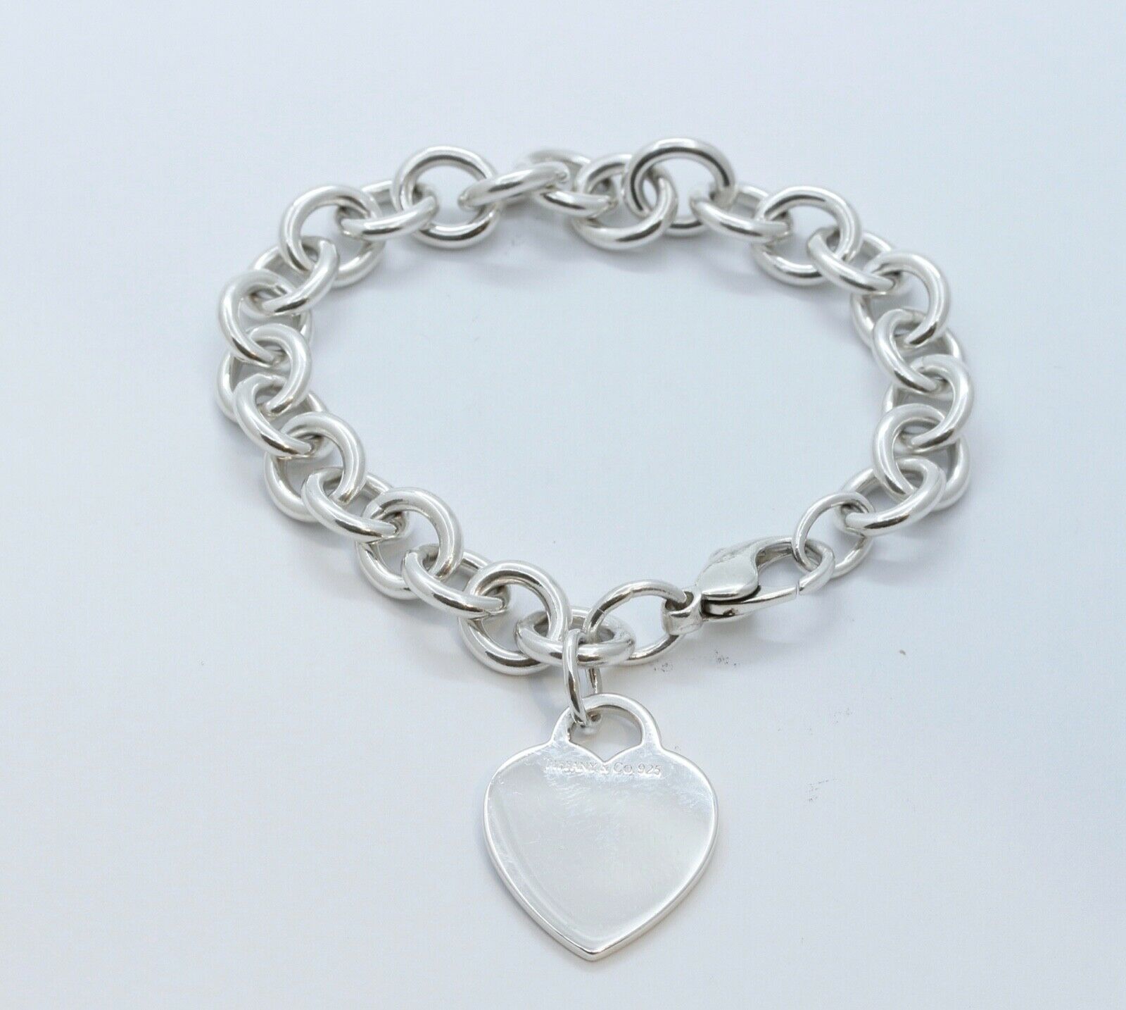 Tiffany and Co.  Heart Tag Charm Bracelet 925 Sterling Silver