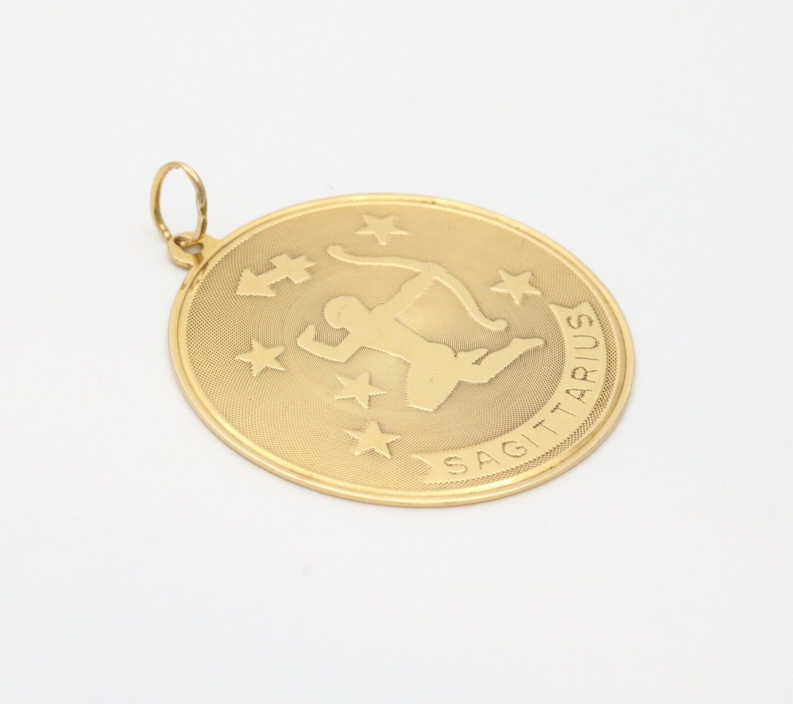 Vintage Zodiac “Sagittarius” 14K yellow Gold Large Medallion Charm Pendant