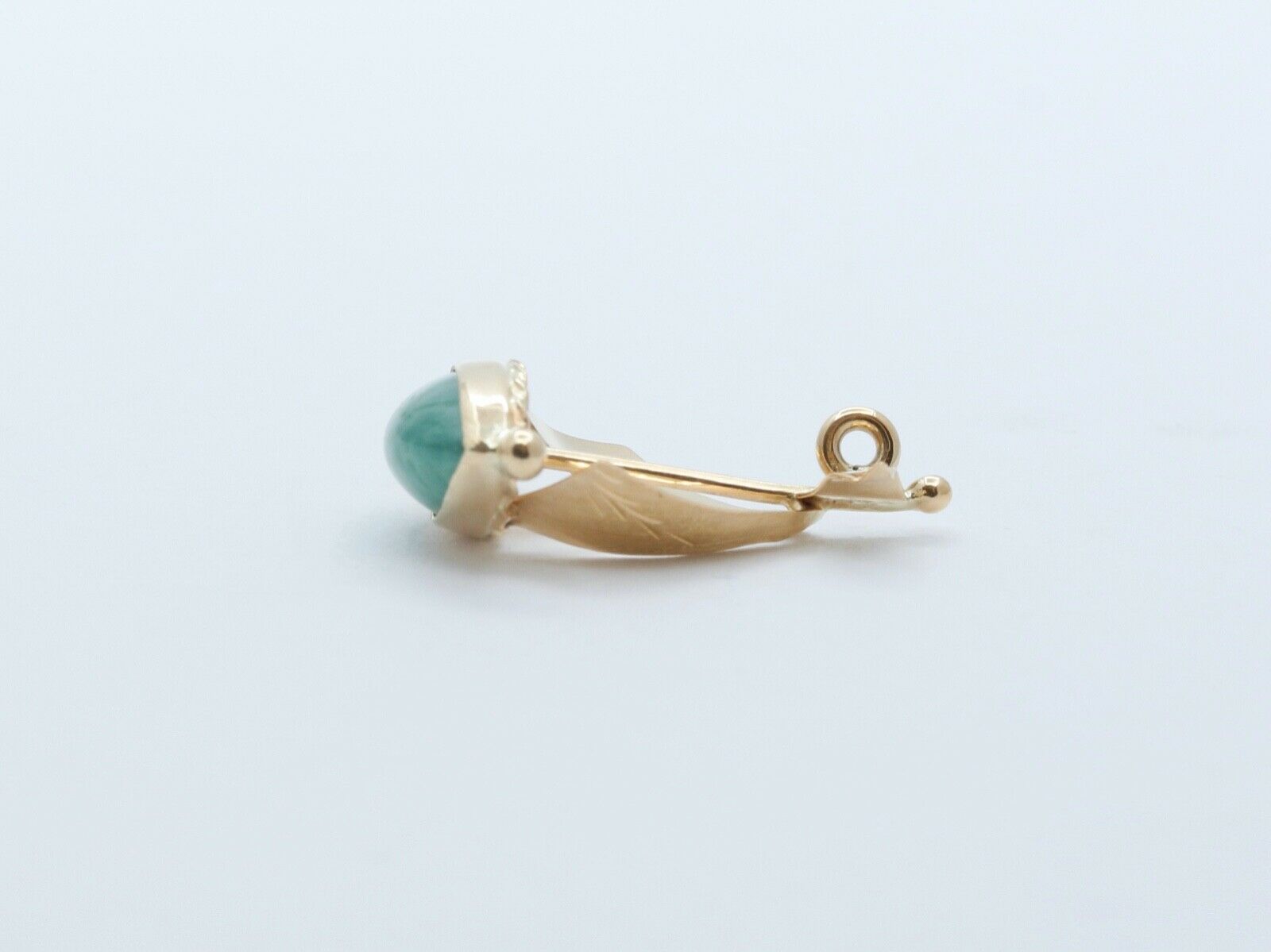 Vintage Jade 14K Yellow Gold Chinese Sailboat Pendant Charm