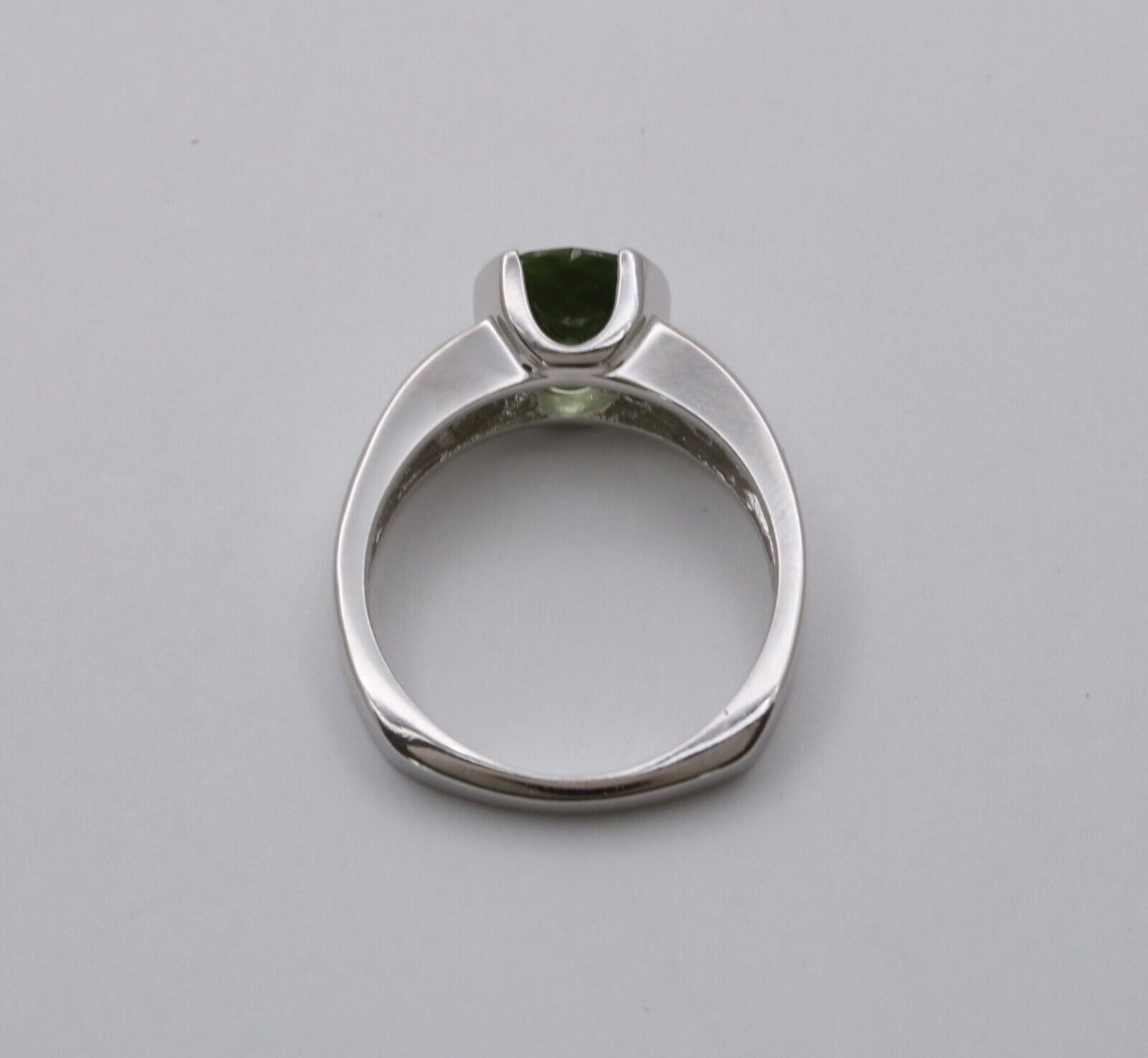 Vintage 14K White Gold Green Tourmaline and Diamond Ring, Engagement Ring