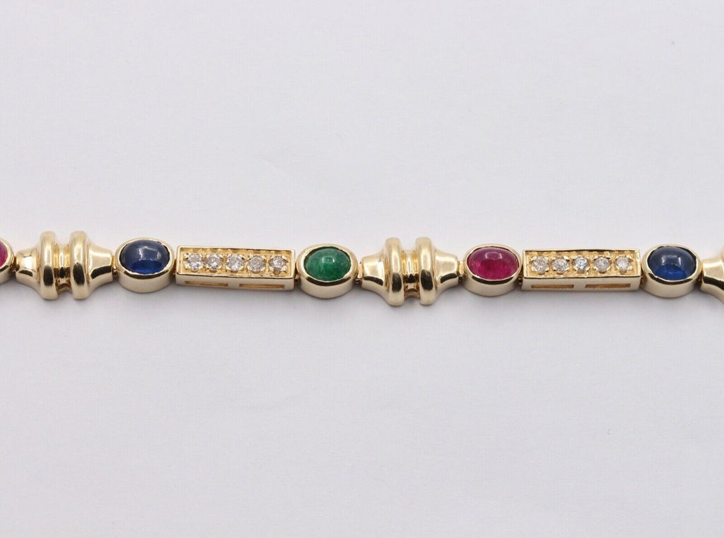 Vintage Unique Multi Stone 14k Yellow Gold Bracelet