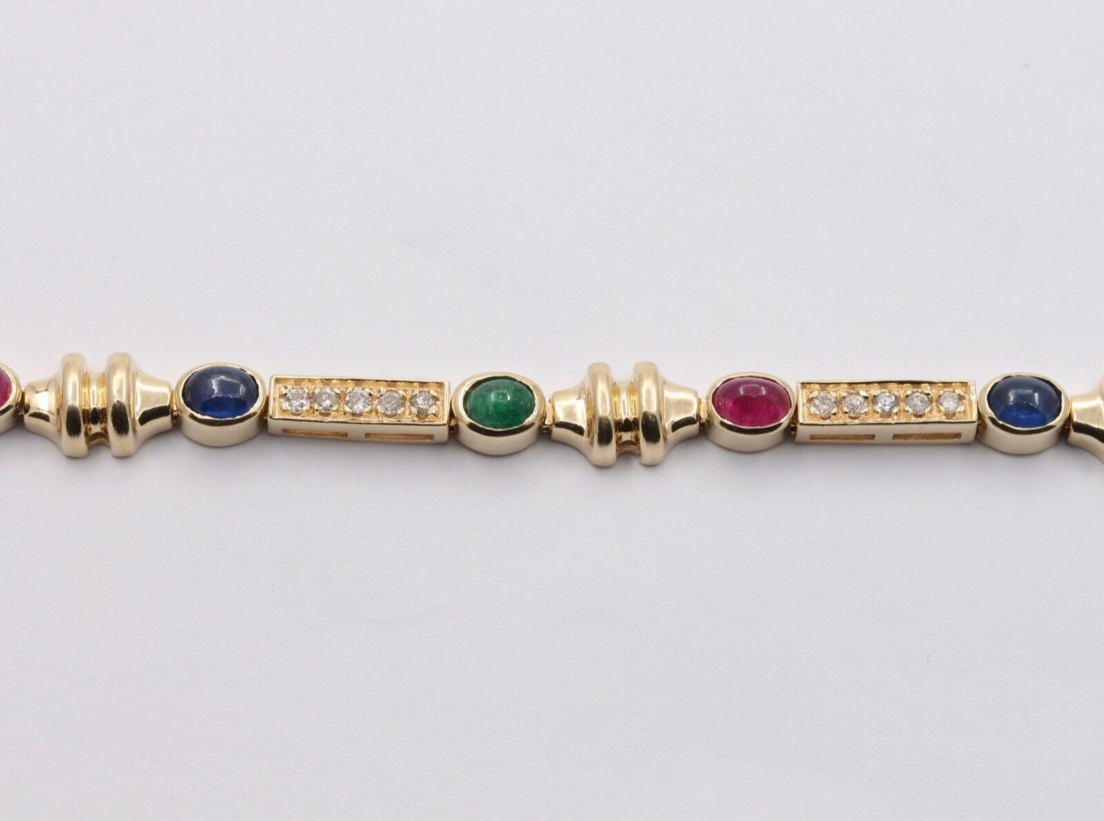 Vintage Unique Multi Stone 14k Yellow Gold Bracelet