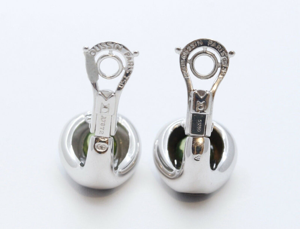 Mauboussin Vintage 18K White Gold Peridot Mother of Pearl Earrings
