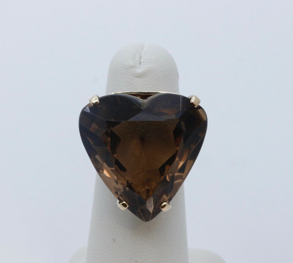 Vintage Heart Cut Smoky Topaz 14K Yellow Gold Ring