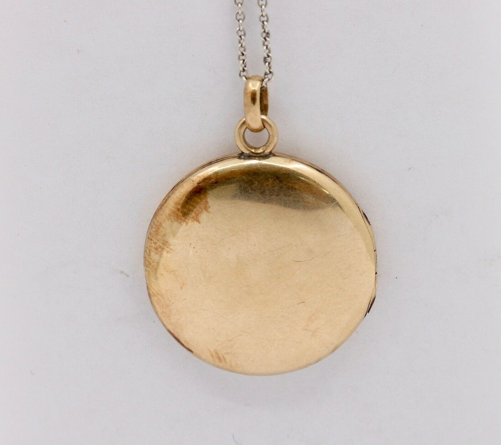 Vintage Locket Pendant Diamond 10K Rose Yellow Gold Elk