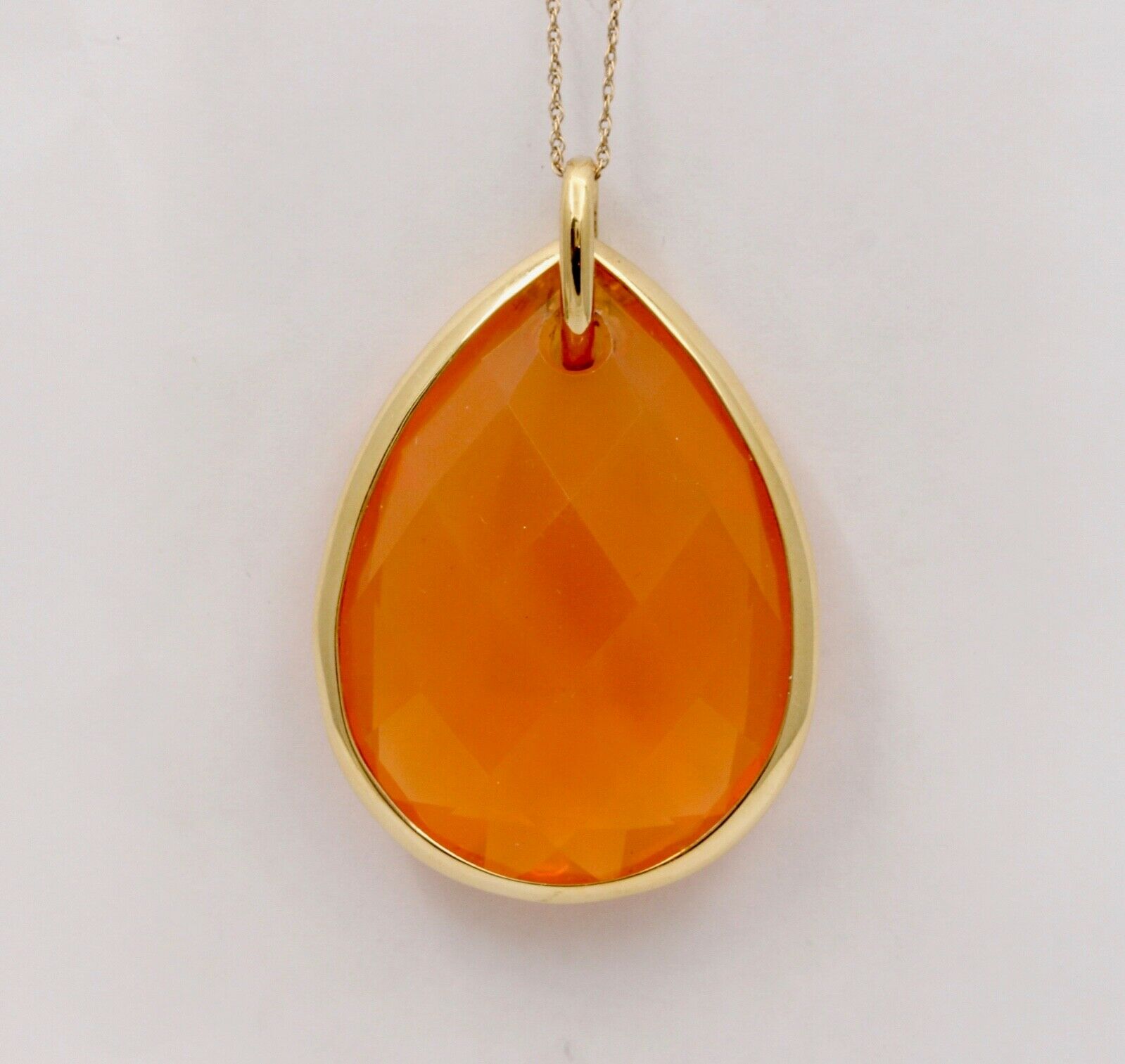 Large Checkerboard Cut Approx 50 Carats Fire Opal Diamond Pendant, Necklace.